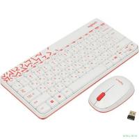 920-008212 Logitech Клавиатура + мышь MK240 Nano White-red оригинальная заводская гравировка RU/LAT