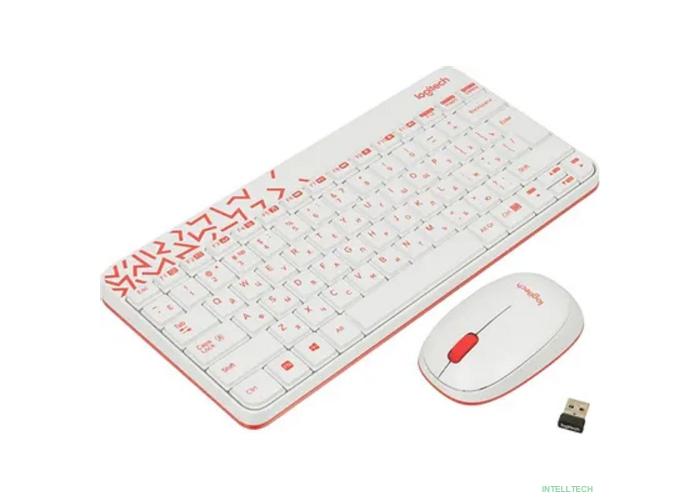 920-008212 Logitech Клавиатура + мышь MK240 Nano White-red оригинальная заводская гравировка RU/LAT