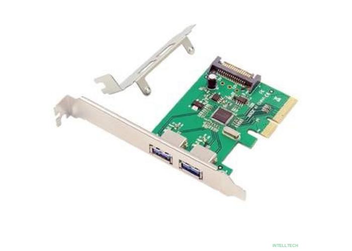 ORIENT AM-31U2PE-2A, Контроллер PCI-Ex4 v3.0, USB 3.2 Gen2 2-port ext Type-A, ASM1142 chipset, разъем доп.питания, в комплекте LP планка крепления (30046)