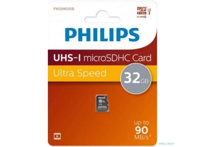 Micro SecureDigital 32GB Philips High Speed  microSDHC Class 10 90MB/s (FM32MD55B/97)