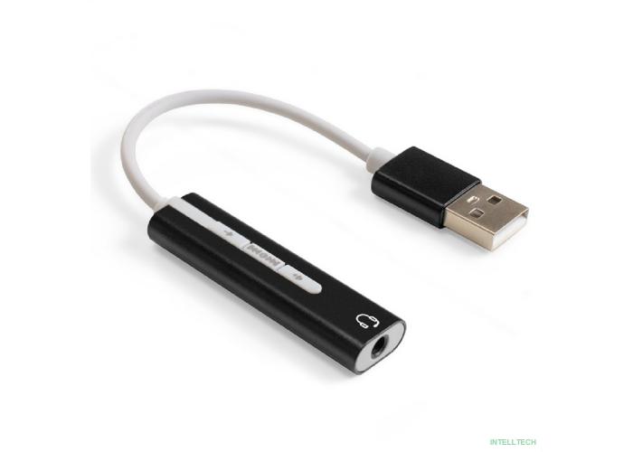 Exegate EX296332RUS Кабель-адаптер для подключения телефонной гарнитуры к порту USB ExeGate <EX-AU-04B> (внешняя звуковая карта USB, 1x Jack3.5 F (4-контакта), кнопки: volume +, volume -, play/pause/n