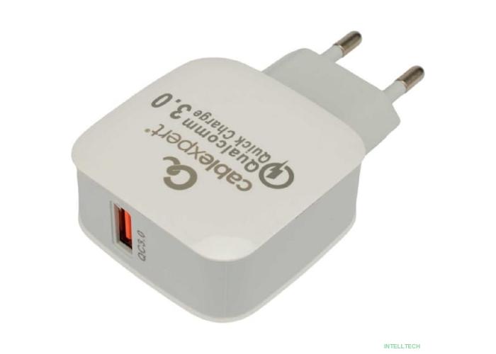 Cablexpert Зарядное устройство MP3A-PC-40 18Вт, 3А, QC3.0, 1xUSB, белый, пакет