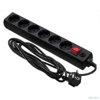 BURO Сетевой фильтр, 6 розеток, 3 метра, (600SH-16-3-B), черный (коробка) (475275)