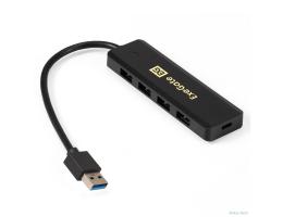 Exegate EX293980RUS USB-Хаб (концентратор) ExeGate DUB-4P/1 (кабель-адаптер USB3.0 --> 4xUSB3.0, Plug&Play, черный)