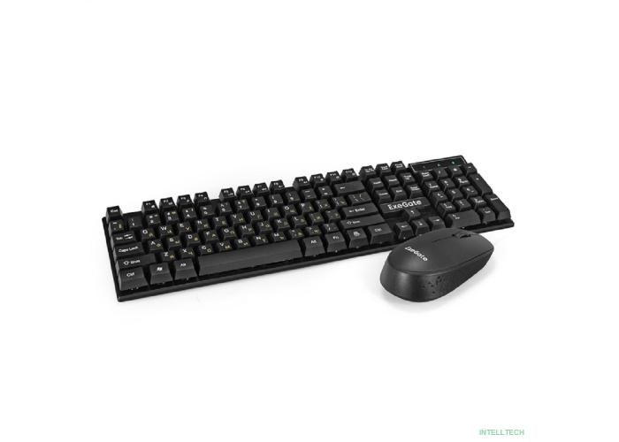 Exegate EX295304RUS Комплект беспроводной ExeGate Professional Standard Combo MK210 (клавиатура полноразмерная влагозащищенная 104кл. + мышь оптическая 1200dpi, 3 кнопки и колесо прокрутки; USB, радио