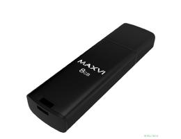 Maxvi USB Drive 8GB MP2 black, монолит с колпачком, ABS пластик + металл, USB 2.0