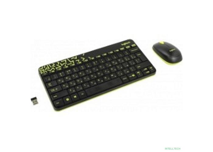 920-008213 Logitech Клавиатура + мышь MK240 Nano Black-yellow оригинальная заводская гравировка RU/LAT