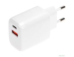 Rexant (18-2225) Сетевое зарядное устройство USB QC (20W) + Type C PD (20W), белое