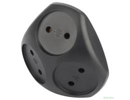 ЭРА Б0059721 Разветвитель электрический SPx-3-B на 3 розетки без заземления 10А черный