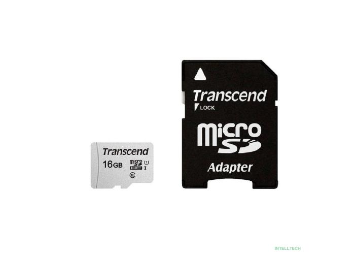 Micro SecureDigital 16Gb Transcend  TS16GUSD300S-A {MicroSDHC Class 10 UHS-I, SD adapter}