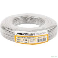 PROconnect (01-0043-3-50) Кабель витая пара омедненный, U/UTP, CCA, CAT 5e, PVC, 4PR, 24AWG, INDOOR, SOLID, серый, 50м