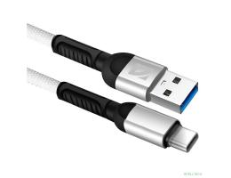 Defender USB кабель F167 TypeC, white, 1м, 2.4А, ткань, пакет (87103WHI)