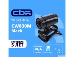 CBR CW 830M Black, Веб-камера с матрицей 0,3 МП, разрешение видео 640х480, USB 2.0, встроенный микрофон, ручная фокусировка, крепление на мониторе, длина кабеля 1,4 м, цвет чёрный