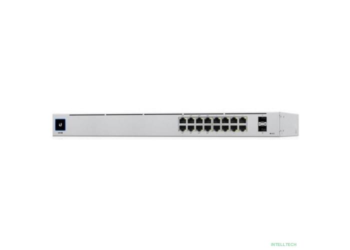 UBIQUITI USW-16-POE PoE-коммутатор в стойку, 16х 1G RJ45, 2х SFP, раздача 42 Вт 