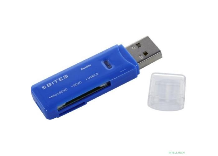 5bites Устройство ч/з карт памяти RE3-200BL USB3.0 Card reader / SD / TF / USB PLUG / BLUE