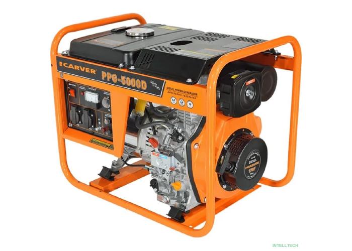 Генератор CARVER  PPG - 5000D дизель [01.020.00050] { (LT-178F, 3,3/3,6 кВт, 220В, бак12.5л, медь) (12 шт/пал) }