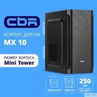 CBR Корпус mATX Minitower MX10, c БП PSU-ATX450-08EC (450W/80mm), 2*USB 2.0, HD Audio+Mic, Black [PCC-MATX-MX10-450W2]