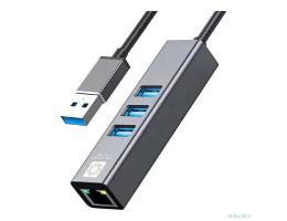 5bites Кабель-адаптер UA3-45-11BK USB3.0 сетевая карта / 3*USB3.0 / RJ45 1G / AL / GREY