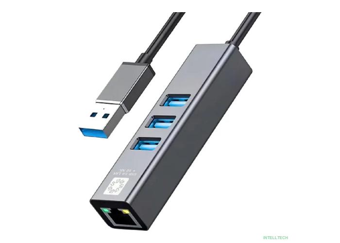 5bites Кабель-адаптер UA3-45-11BK USB3.0 сетевая карта / 3*USB3.0 / RJ45 1G / AL / GREY