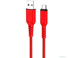 HOCO X59/ USB кабель Micro/ 1m/ 2.4A/ Нейлон/ Red