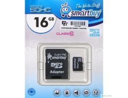 Micro SecureDigital 16Gb Smartbuy SB16GBSDCL10-01 {Micro SDHC Class 10, SD adapter}