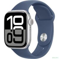 Apple Watch Series 10 42mm Silver Aluminium Case with Denim Sport Band - S/M (MWWA3LW/A)