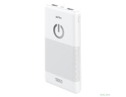 Perfeo Powerbank 10000 mah + Micro usb /In Micro usb /Out USB 1 А, 2.1A/ White (PF_B4297)