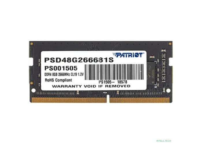 Patriot DDR4 8Gb 2666MHz PSD48G266681S RTL PC3-21300 CL19 SO-DIMM 260-pin 1.2В single rank