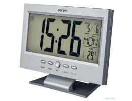 Perfeo Часы-будильник "Set", серебряный, (PF-S2618) время, температура, дата