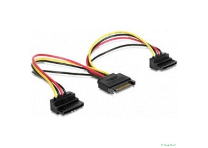 Gembird/Cablexpert Кабель питания SATA, 15см, 15pin (M)/2x15pin(F) на 2 SATA устройства, угловой разъем (CC-SATAM2F-02)