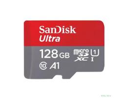 Micro SecureDigital 128GB SanDisk Ultra Class 10, UHS-I, R 140 МБ/с, <SDSQUAB-128G-GN6MN> без адаптера SD