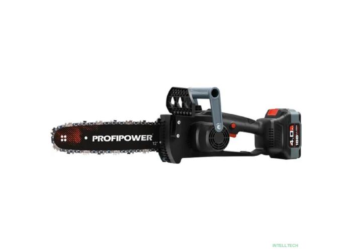 Аккумуляторная бесщеточная цепная пила PROFIPOWER MKDUC-18V (20В,Li-ion-1шт, 4.0Ач, шина 12