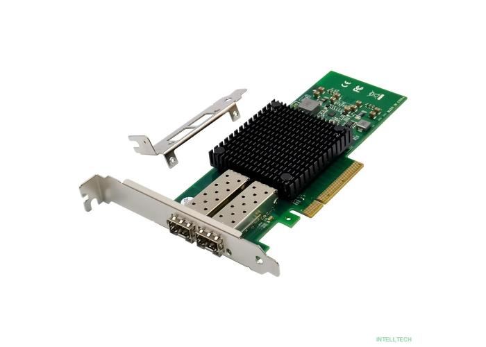 ORIENT XWT-INT520PE8 2SFP+, Сетевая карта PCI-Ex8 v2.0 2xSFP+ 10Gbps Server NIC, Intel 82599ES chipset, 10/1 Гбит/с, 2 планки крепления в комплекте (33298)