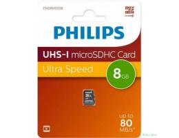 Micro SecureDigital 8GB Philips High Speed  microSDHC Class 10 80MB/s (FM08MD55B/97)