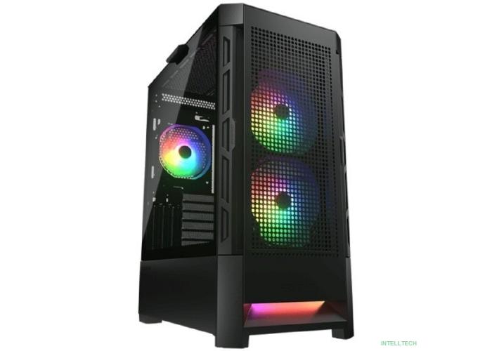 Cougar Airface RGB Black, 2х140мм + 1x120mm ARGB Fan, ARGB Fan Hub, без БП, черный, ATX