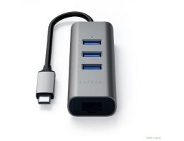USB-хаб Satechi Type-C 2-in-1 USB 3.0 Aluminum 3 Port Hub and Ethernet Port. Интерфейс Type-C. Цвет серый космос.[ST-TC2N1USB31AM]