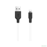 HOCO Кабель USB2.0 Hoco AM/Lightning, 2.4А, силиконовая оплетка, X21, 1м, бело-черный, коробка
