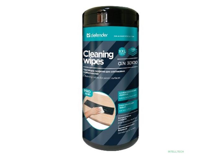 DEFENDER Влажные чистящие салфетки CLN 30100 Pro в пласт. тубе, 110шт., термобонд