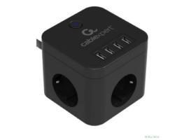 Cablexpert Сетевой фильтр Cube CUBE-3-U4-B-1.5 (3р, 10А, 4 х USB, 1.5м, ур.защиты 4+) черный, коробка