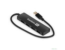 Exegate EX296928RUS USB-Хаб (концентратор) 4-в-1 ExeGate DUB-4P/3 (кабель-адаптер USB3.0 --> 4xUSB3.0, Plug&Play, черный)