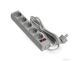 Exegate EX221189RUS Сетевой фильтр Exegate SP-5-5G (5 розеток, 5м, евровилка, серый)