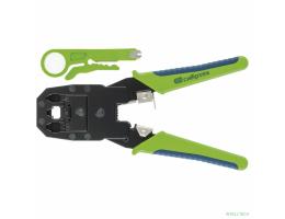 СИБРТЕХ Клещи для обжима телефонных и компьютерных клемм 4P, 6P, 8P, функция обрезания проводов [17733]