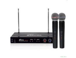 RITMIX RWM-221 black {2 микрофона, 87.5 - 92 МГц,  2 канала, ±0,005%, 40-20000 Гц, 600 Ом, –60±3 дБ, 80 дБ, макс девиация: 10 КГц}
