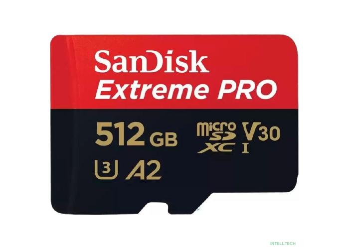 Micro SecureDigital 512GB SanDisk microSDXC Class 10 UHS-I A2 C10 V30 U3 Extreme Pro (SD адаптер) 200MB/s [SDSQXCD-512G-GN6MA]