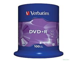 Verbatim  Диски DVD+R  4.7Gb 16-х, 100шт, Cake Box (43551)