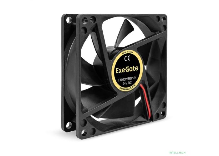 Exegate EX295207RUS Вентилятор 24B DC ExeGate EX08025B2P-24 (80x80x25 мм, 2-Ball (двойной шарикоподшипник), 2pin, 2850RPM, 28.5dBA)