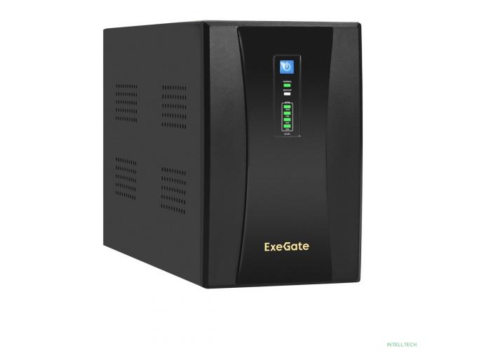 Exegate EX292609RUS ИБП ExeGate SpecialPro UNB-2000.LED.AVR.2SH.RJ.USB <2000VA/1200W, LED, AVR,2*Schuko, RJ45/11, USB, металлический корпус, Black>