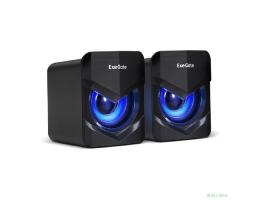 Exegate EX289685RUS Акустическая система 2.0 ExeGate Accord 200 (питание USB, 2х3Вт (6Вт RMS), 60-20000Гц,цвет черный, синяя подсветка)
