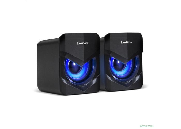 Exegate EX289685RUS Акустическая система 2.0 ExeGate Accord 200 (питание USB, 2х3Вт (6Вт RMS), 60-20000Гц,цвет черный, синяя подсветка)