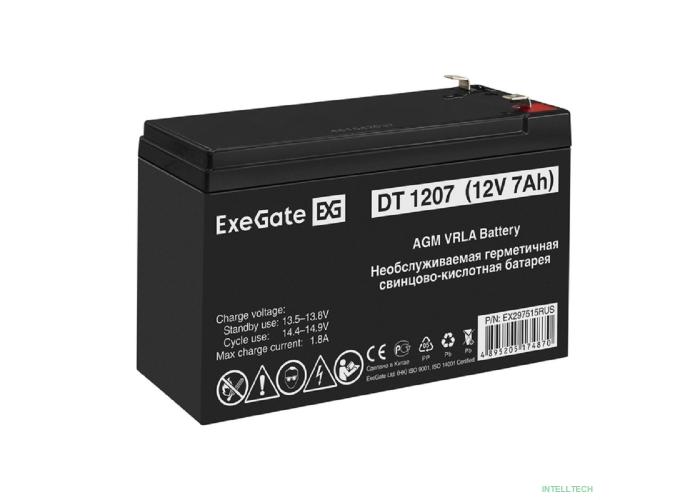 Exegate EX297515RUS Аккумуляторная батарея DT 1207 (12V 7Ah, клеммы F2)